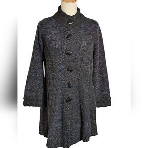 Curio Anthropologie Vintage Black Colored Button Long Cardigan Sweater Coat